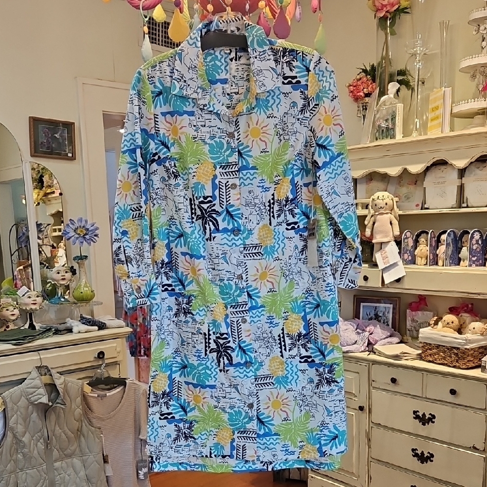 Habitat Blue and Yellow Floral Long Sleeve Dress
